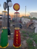 Shell gas pump lawn art