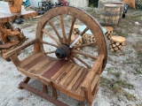 two person teakwood wagon wheel bench