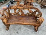 Teak wood two person bench