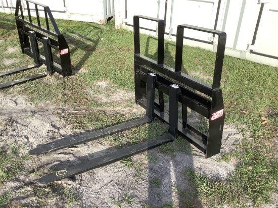 Unused 48in 4,200lb Skid Steer Step Through Forks