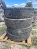 4 Commercial Truck Tires with Wheels