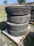 4 Commercial Truck Tires with Wheels