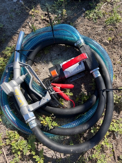 Diesel pump with hose and nozzle