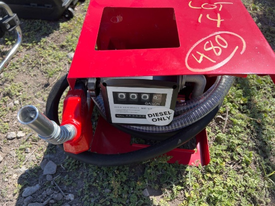 Diesel pump with hose, nozzle and meter