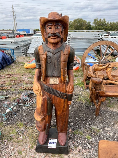 6ft Teak Wood Cowboy Statue