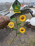 John Deere bird house on sunflower base
