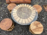 Mini log table with four stools