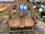 Teak Wood 2 Person Wagon Wheel Bench