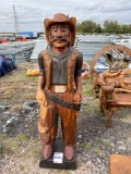 6ft Teak Wood Cowboy Statue