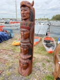 80in Teak Wood Totem Pole