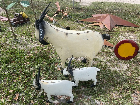 Three goats lawn art