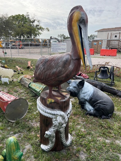 Pelican on a pier lawn art