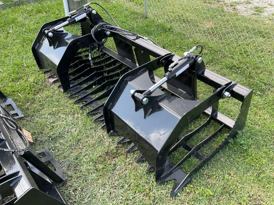 Unused Skid Steer 83in Dual Cylinder Grapple Bucket