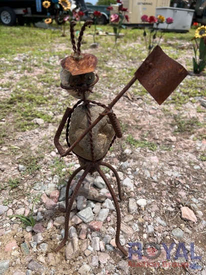 Aunt with flag lawn art