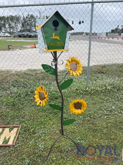 Metal John Deere Sunflower Bird House