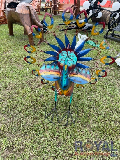 Metal Peacock with Spinning Tail