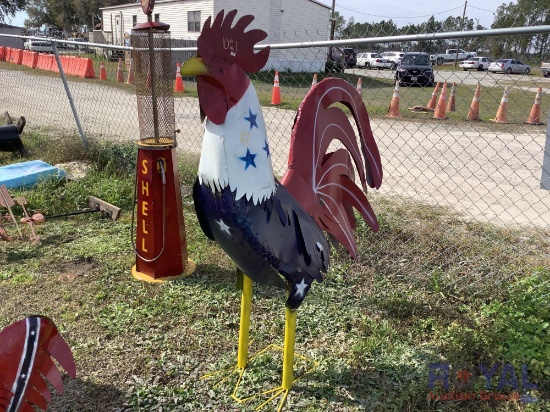 Patriotic Metal Chicken Decorative Art