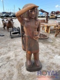 Large Native American Wooden Statue