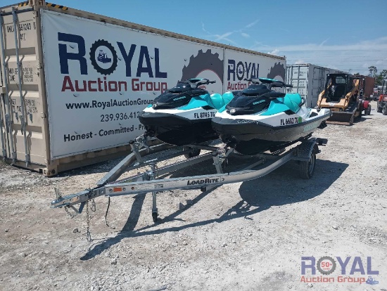 Two 2022 Seadoo GTX Pro 130 Jet Ski with IBR With 2021 Trailer