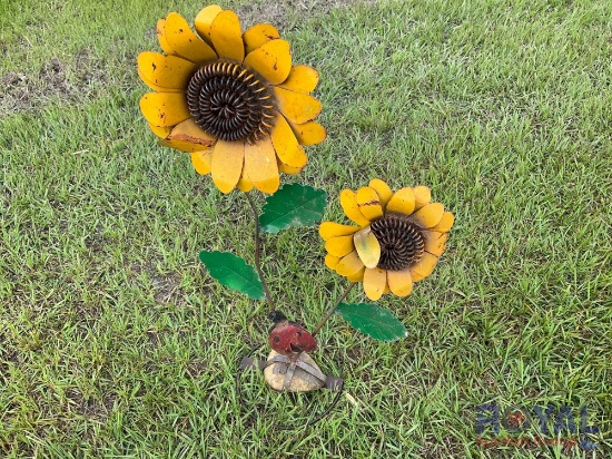 Two Large Sunflower Metal Artwork