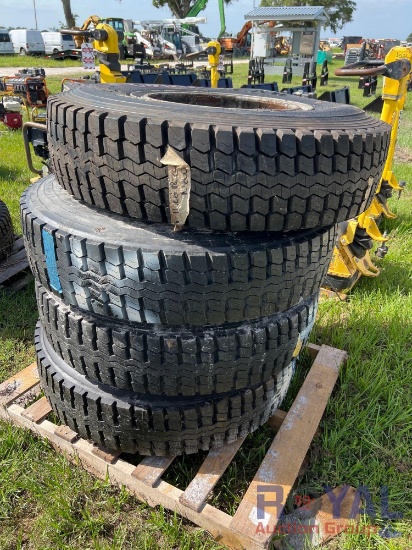 Unused Set of 4 Goodyear G167 11R20 Tires with Wheels