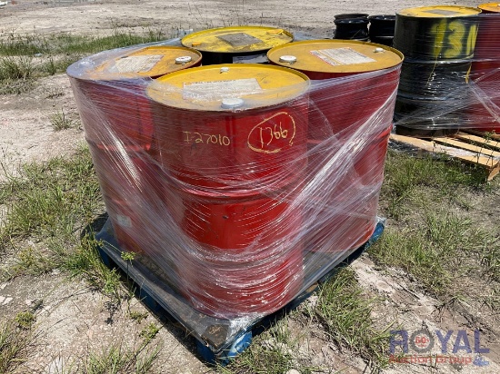 Four 55 Gallon Drums Of Oil (2 10W, 1 Light Lubricant, 1 Oil 32)