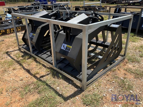 2023 72in Skid Steer Dual Cylinder Rock Grapple Bucket Attachment