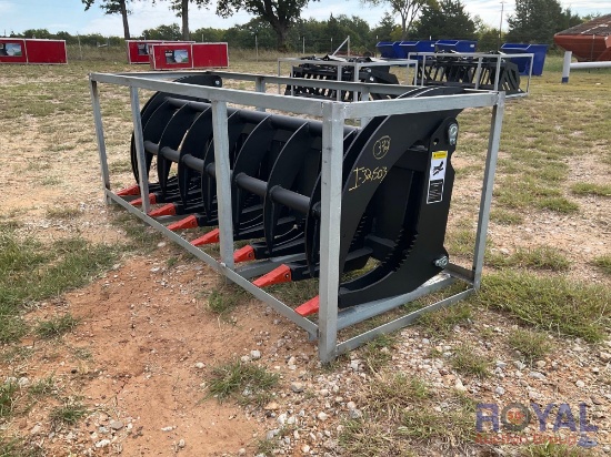 2023 78in Skid Steer Dual Cylinder Root Rake Grapple Attachment