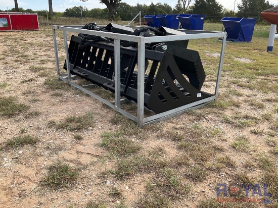 2023 72in Skid Steer Dual Cylinder Rock Grapple Bucket Attachment