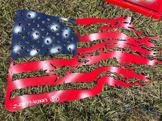 Sheet Metal Tattered American Flag Decoration