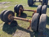 Pair Of Truck Axles With Tires