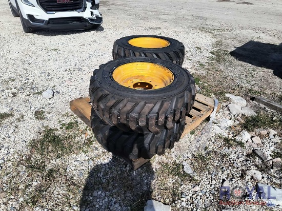 Lot Of 4 Unused 10-16.5 Skid Steer Tires and Wheels