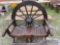 Two Person Wooden Wagon Wheel Bench