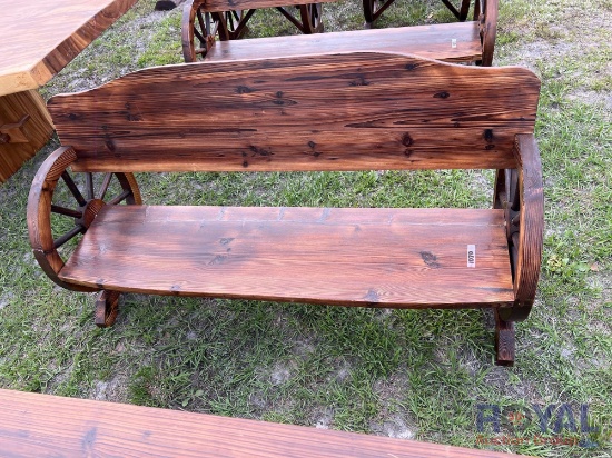 Wooden Wagon Wheel Bench