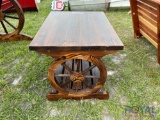 Wooden Wagon Wheel Stool