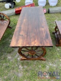Wooden Wagon Wheel Table