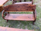 Wooden Wagon Wheel Bench
