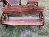 Wooden Wagon Wheel Bench