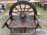 Two Person Wooden Wagon Wheel Bench