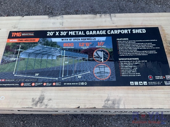 2024 TMG-MSC2030 20ft X 30ft Metal Garage Carport Shed