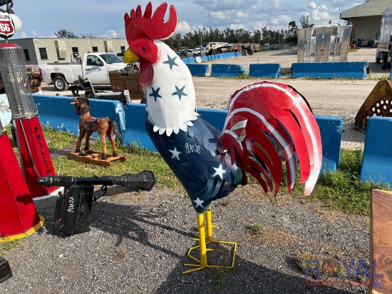 6ft Large Patriotic Metal Rooster