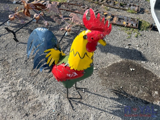 Metal Rooster Statue