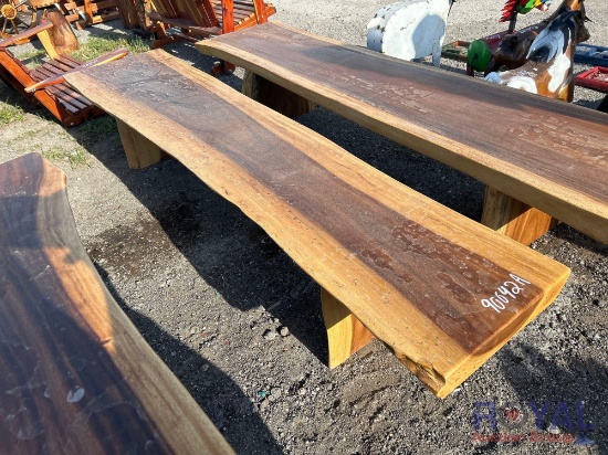 8.5ft Teak Wood Live Edge Bench