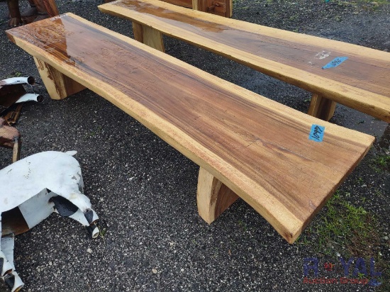 8.5ft Teak Wood Live Edge Bench