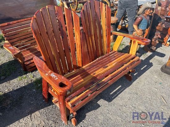 Two Seat Red Cedar Wooden Glider Rocking Chair