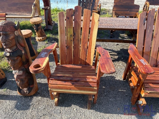 Red Cedar Wooden Glider Rocking Chair