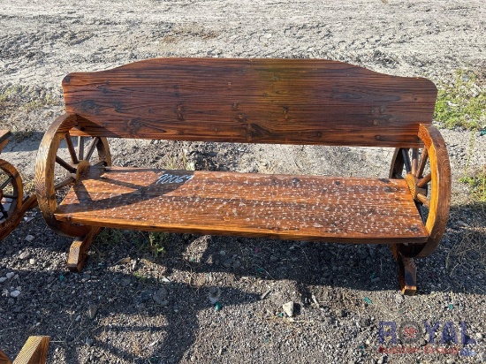Wagon Wheel Wooden Bench