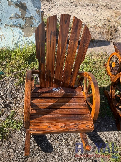 Wagon Wheel Wooden Rocking Chair