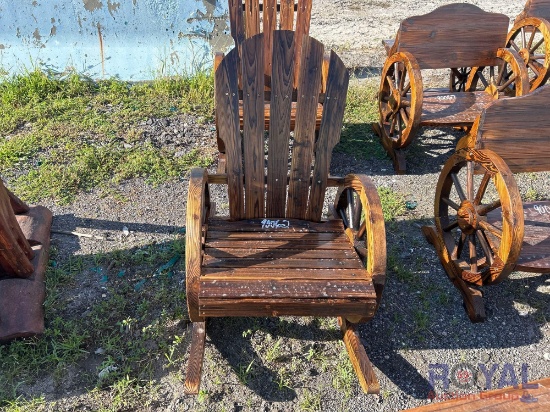 Wagon Wheel Wooden Rocking Chair