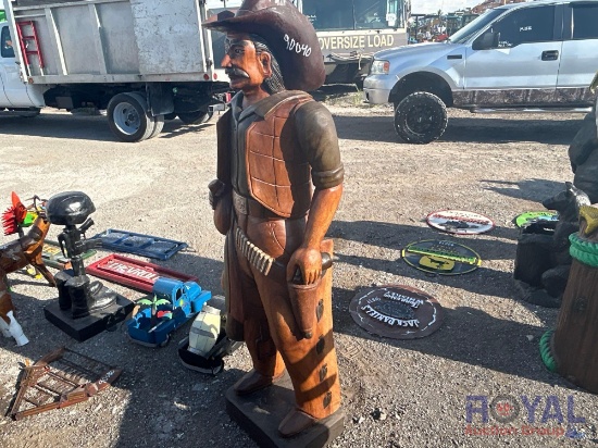 Large Wooden Cowboy Statue